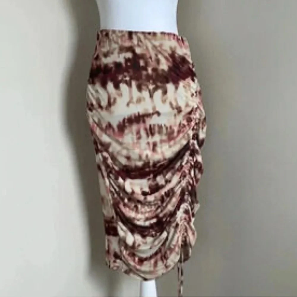 Calvin Klein Midi Skirt Side Gather Drawstring Cinch